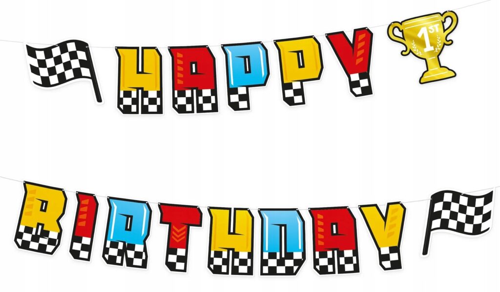 Baner papierowy HAPPY BIRTHDAY Wyścigi