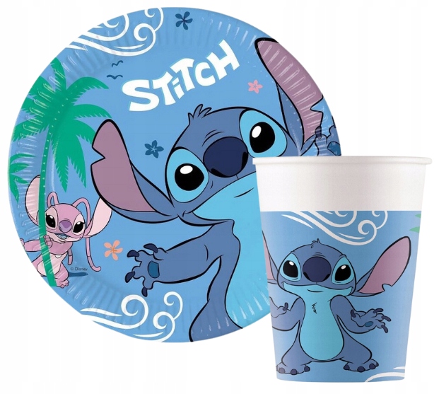 Talerzyki i kubeczki papierowe Stitch