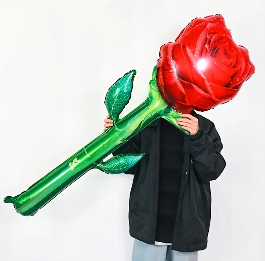 Balon Foliowy Kwiat Róża 55x150cm Urodziny Walentynki Dzień Mamy Miłość W18 - obrazek 8