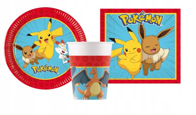 Zestaw Talerzyki Kubeczki Serwetki pokemon