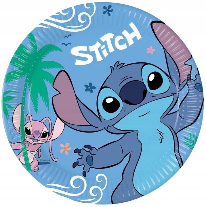 Zestaw Talerzyki Kubeczki papierowe Stitch & Angel Urodziny - obrazek 2