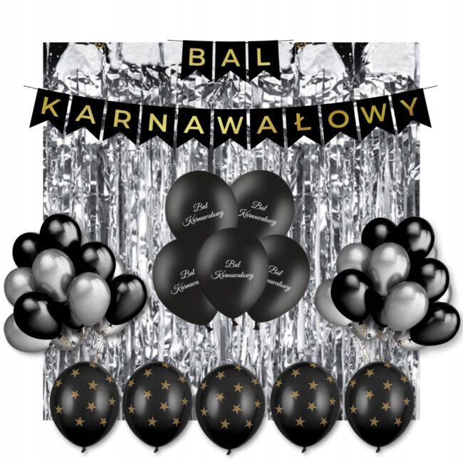 Zestaw dekoracji srebrnych na Bal Karnawałowy