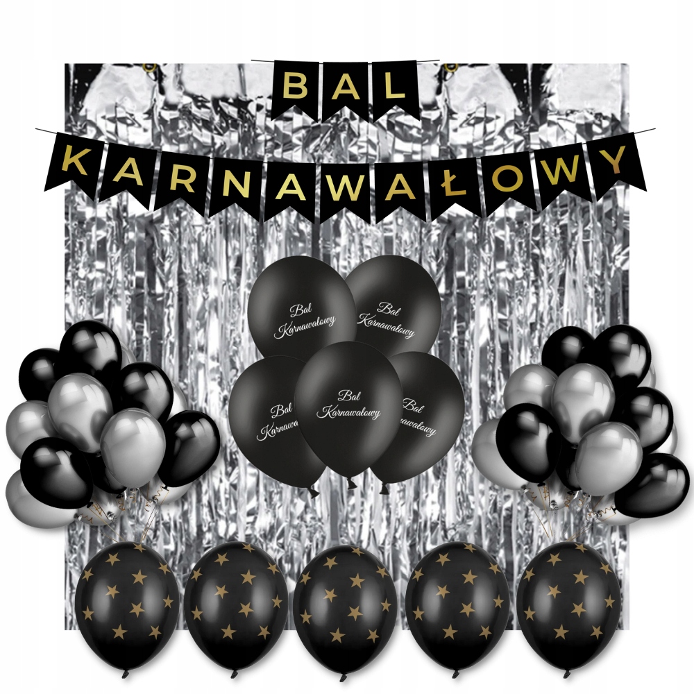 Zestaw dekoracji srebrnych na Bal Karnawałowy