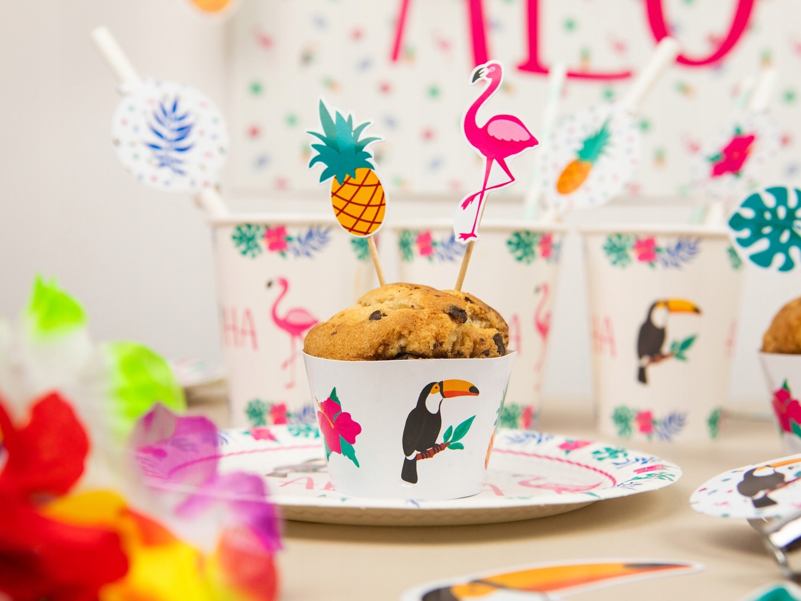Pikery na babeczki Aloha Hawajskie Party Hawaje Impreza 6 sztuk Urodziny A7 - obrazek 3