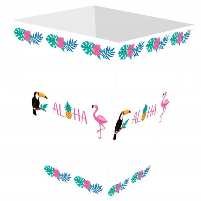 Pudełka papierowe na popcorn Aloha Hawajskie Party 6 sztuk Urodziny A4