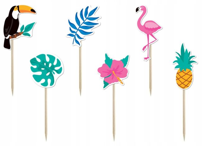 Pikery na babeczki Aloha Hawajskie Party Hawaje Impreza 6 sztuk Urodziny A7