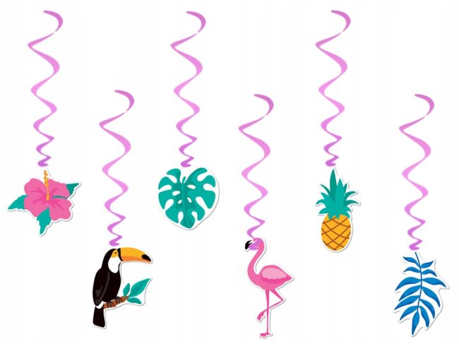 Świderki wiszące Aloha Hawajskie Party Hawaje Impreza 6 sztuk Urodziny A10