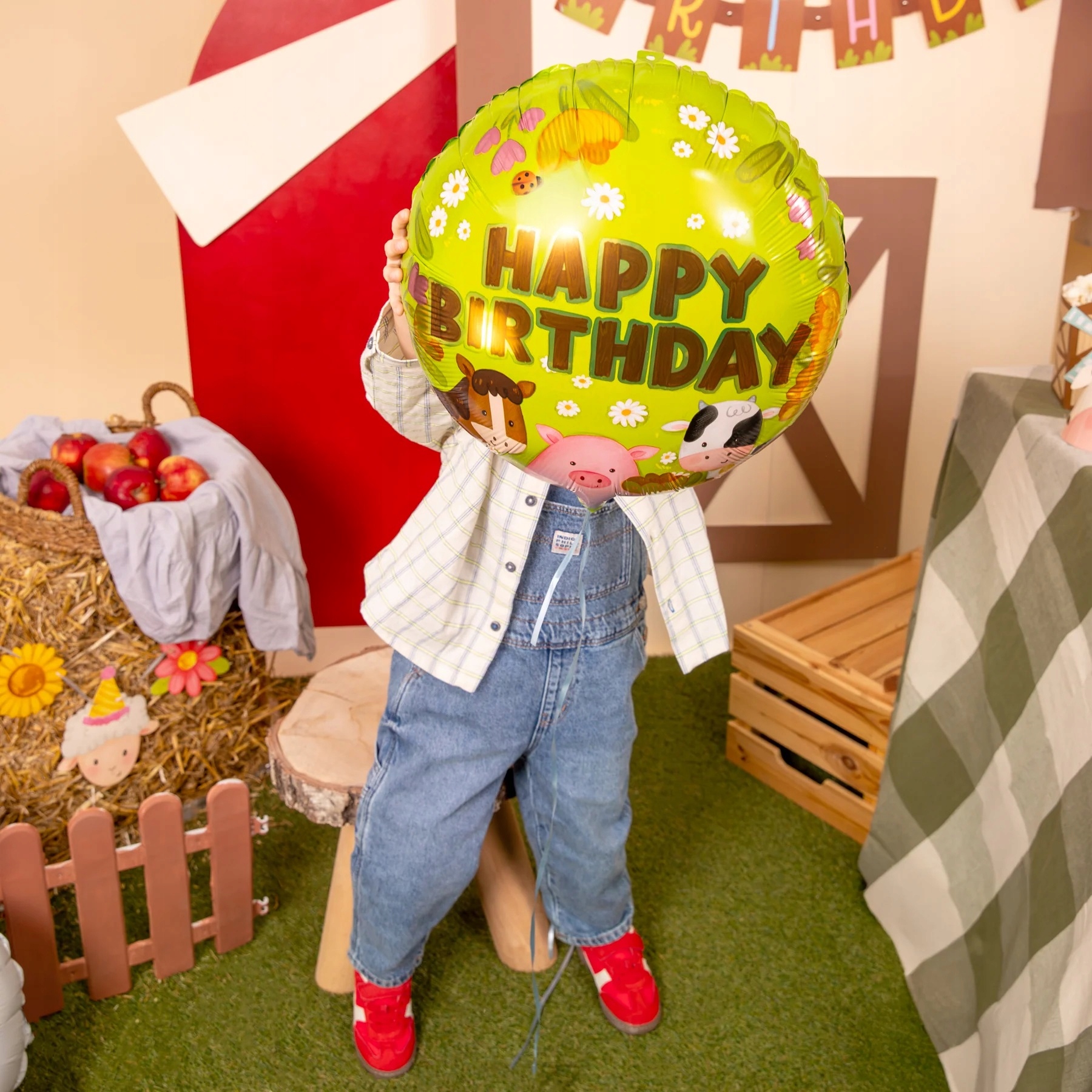 Balon foliowy Happy Birthday Farma Wieś Zwierzęta 45 cm Urodziny - obrazek 4