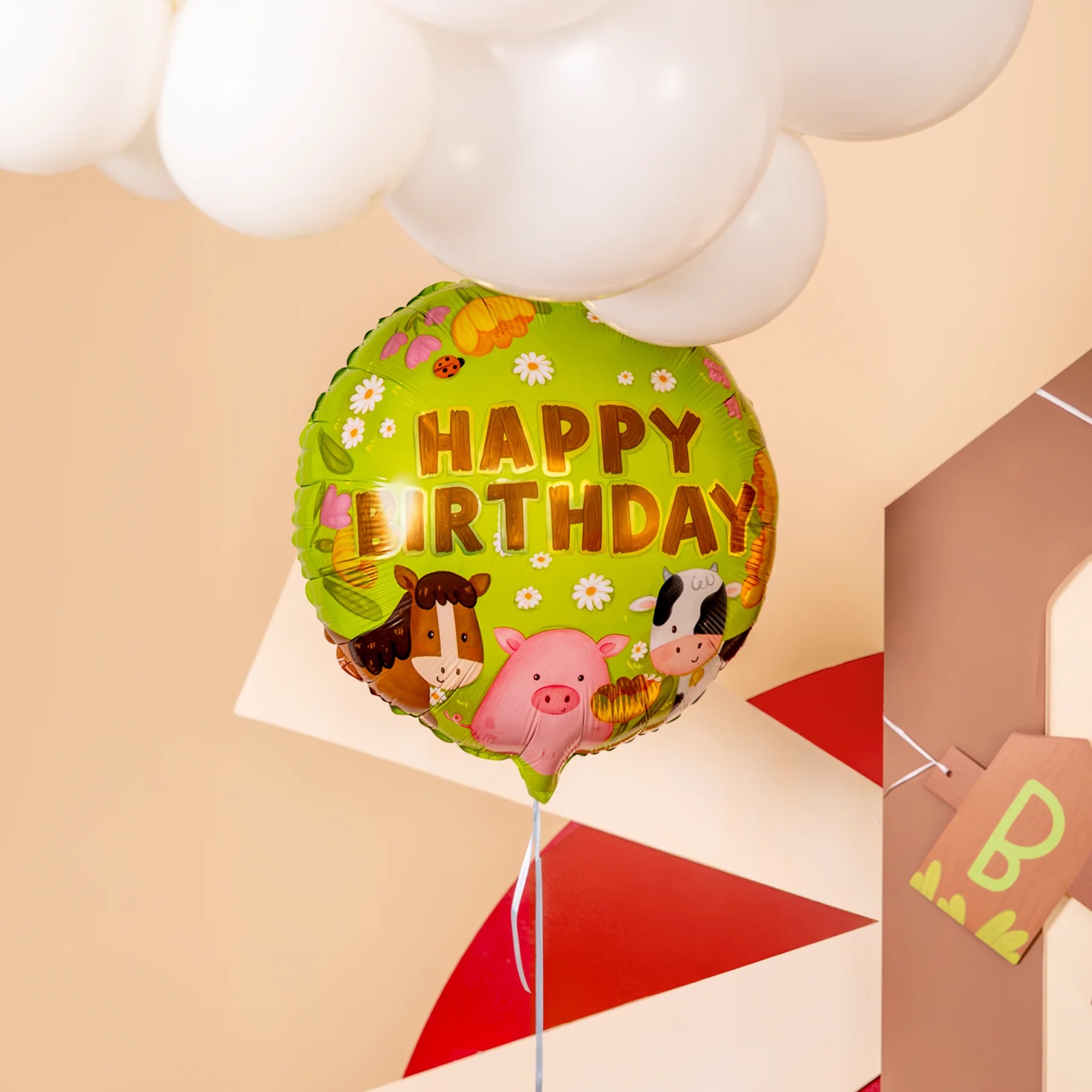 Balon foliowy Happy Birthday Farma Wieś Zwierzęta 45 cm Urodziny - obrazek 3