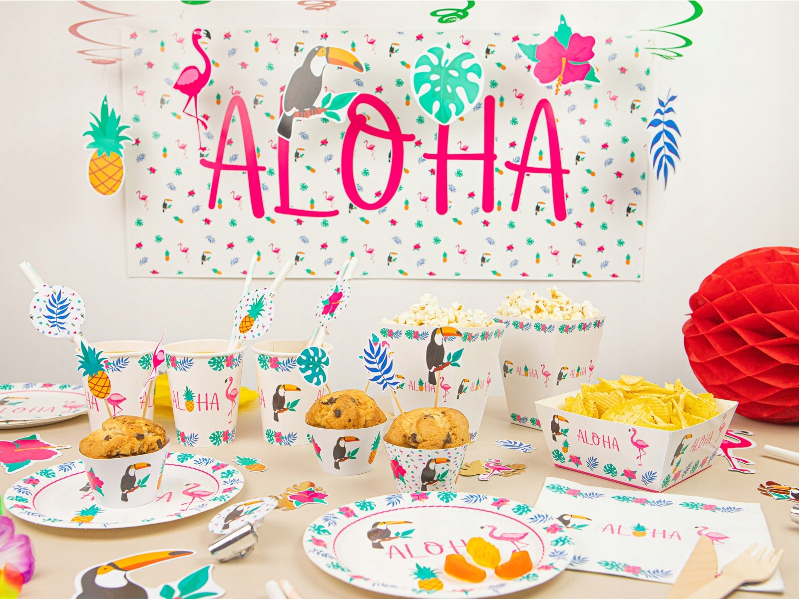 Talerzyki papierowe Aloha Hawajskie Party Hawaje 6 sztuk 18 cm Urodziny A1 - obrazek 6