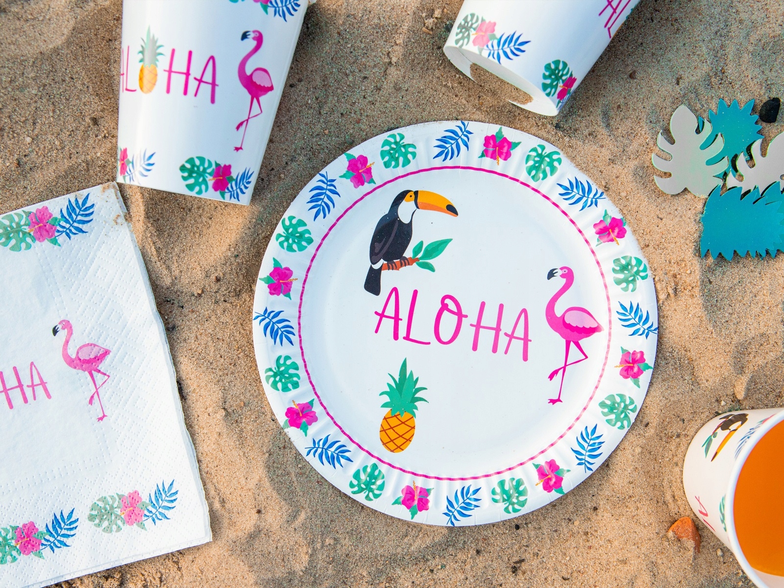 Talerzyki papierowe Aloha Hawajskie Party Hawaje 6 sztuk 18 cm Urodziny A1 - obrazek 3