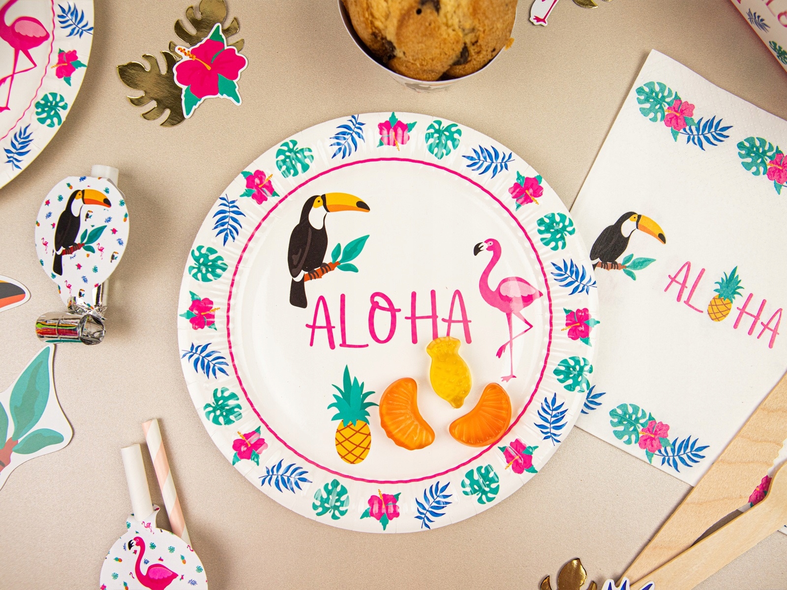 Talerzyki papierowe Aloha Hawajskie Party Hawaje 6 sztuk 18 cm Urodziny A1 - obrazek 5