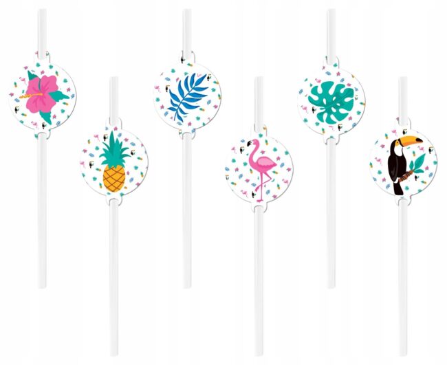 Słomki papierowe Aloha Hawajskie Party Hawaje Impreza 6 sztuk Urodziny A6