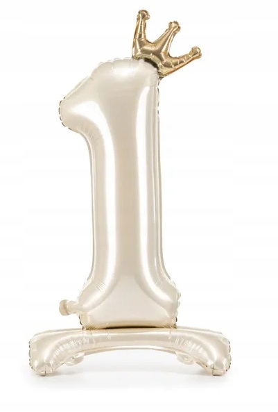 Balon kremowy stojąca cyferka 1