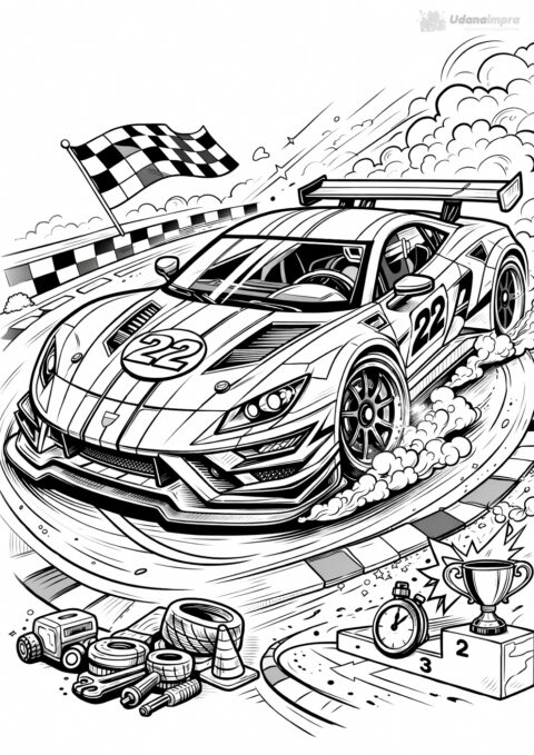 Kolorowanka Samochód wyścigowy Race on