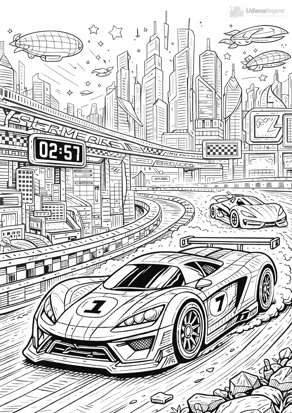 Kolorowanka Wyścigi futurystyczne