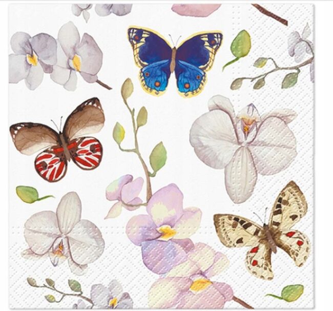 Serwetki papierowe urodzinowe Motylki Motyle Motyl 20 sztuk Urodziny M40