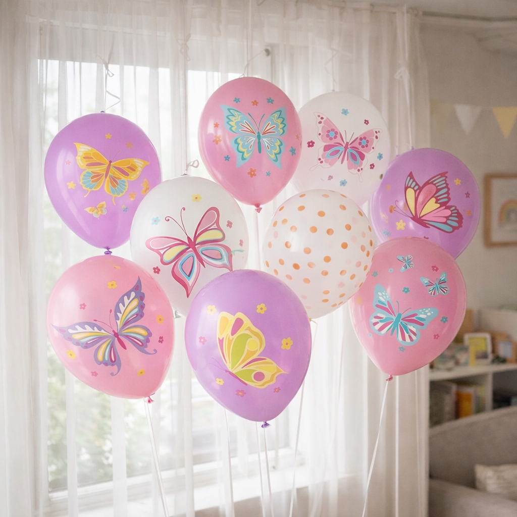 Balony lateksowe Motyl Motylki Motyle 9 sztuk mix Urodziny M26 - obrazek 3