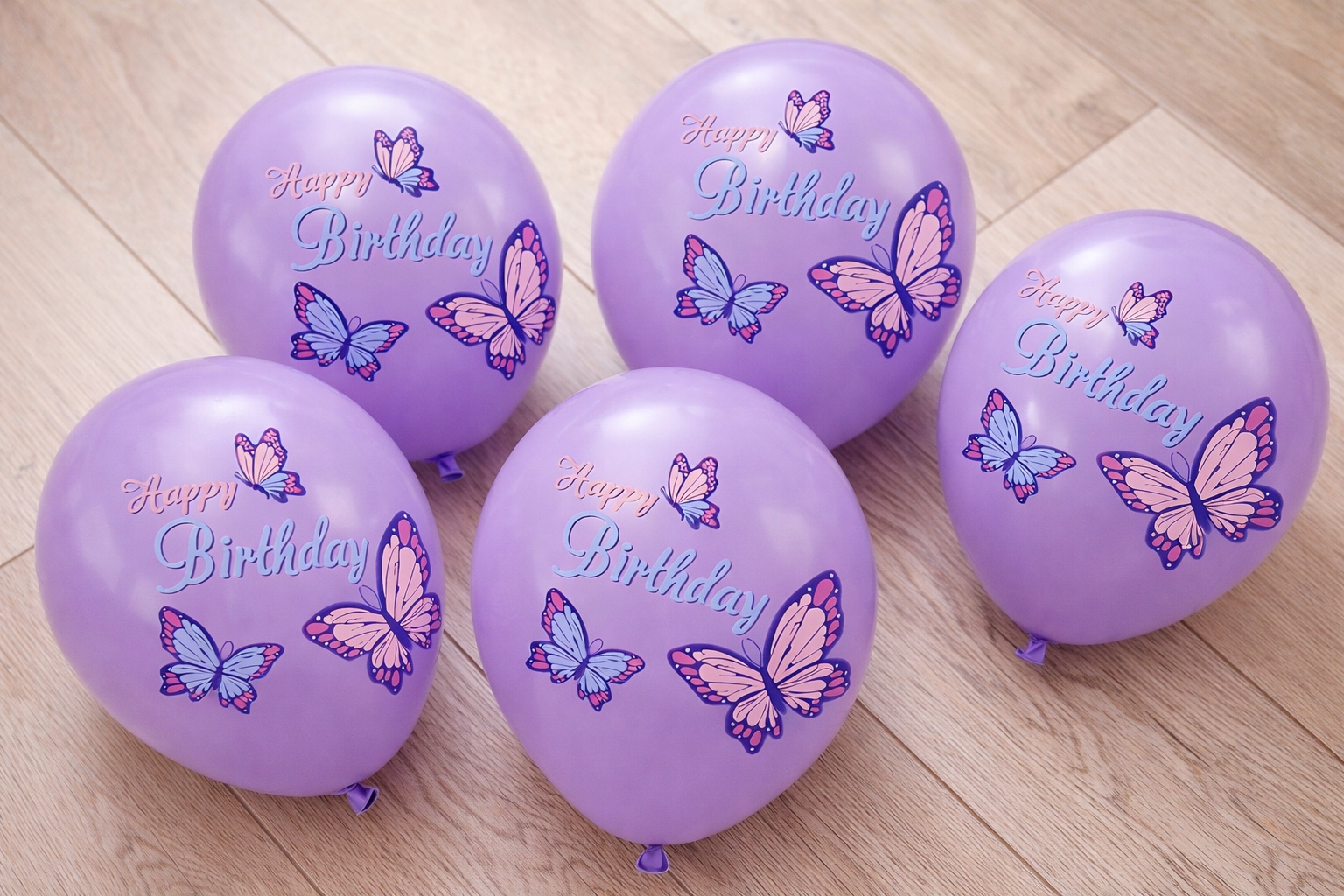 Balony lateksowe Motyl Motylki Motyle Happy Birthday 5 sztuk Urodziny M27 - obrazek 3