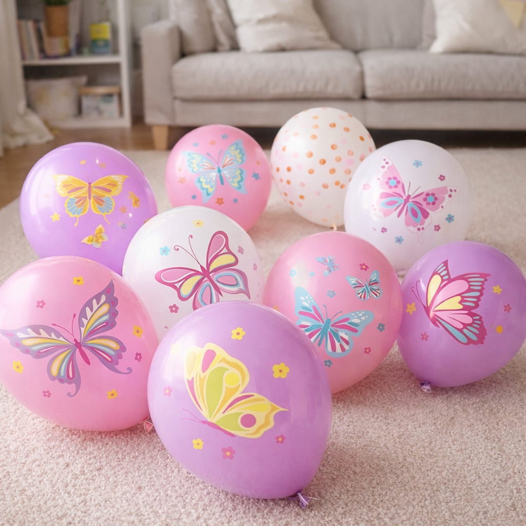 Balony lateksowe Motyl Motylki Motyle 9 sztuk mix Urodziny M26 - obrazek 2