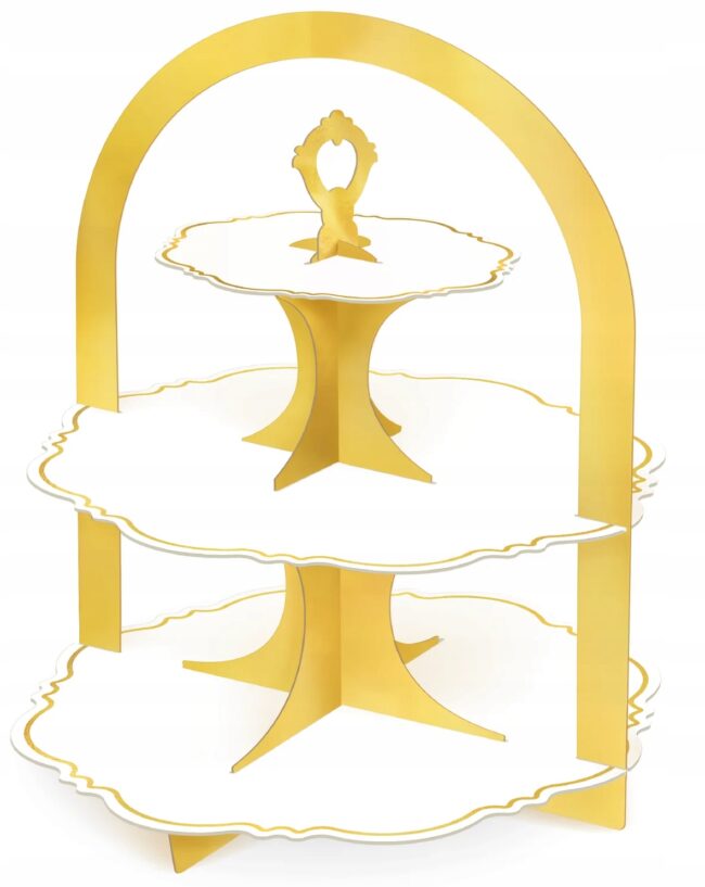 Patera na ciastka babeczki biało - złota