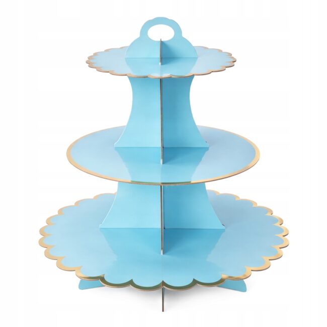 Patera na ciastka babeczki niebieska papierowa Urodziny Baby Shower