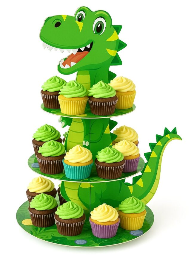 Patera na ciastka babeczki Dinozaur papierowa 48x43 cm Urodziny D60