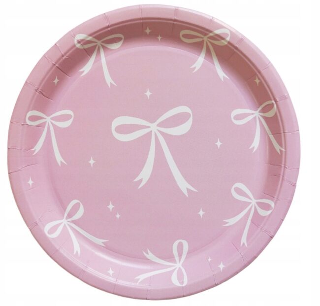 Talerzyki papierowe Kokardki Kokardka 18 cm 6 sztuk Urodziny KK2