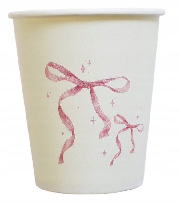 Kubeczki papierowe Kokardki Kokardka 6 sztuk Urodziny KK3