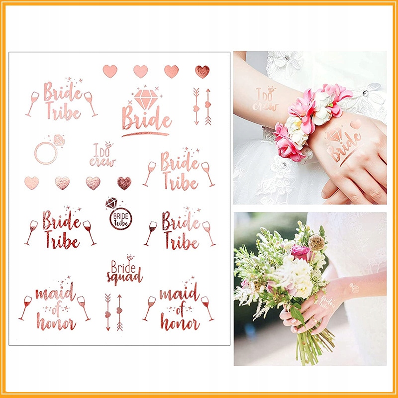 Tatuaże zmywalne na Wieczór Panieński Bride to be mix różowe złoto P21 - obrazek 2