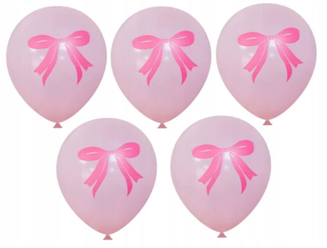 Balony lateksowe różowe w Kokardki Kokardka 5 sztuk Urodziny KK13
