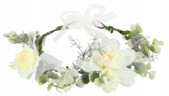 Wianek na głowę z białych kwiatów