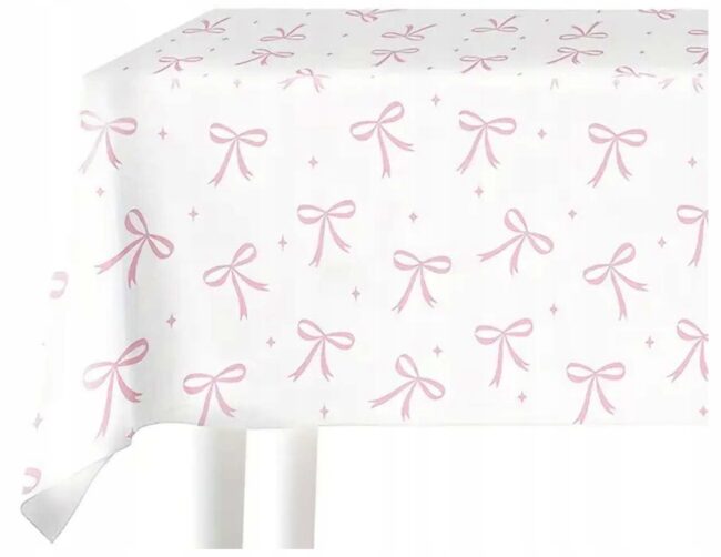 Obrus foliowy biały w kokardy