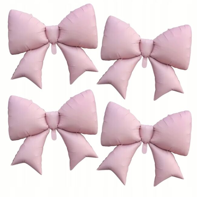 Balon foliowy różowa Kokardka 98x75 cm 4 sztuki Urodziny zestaw