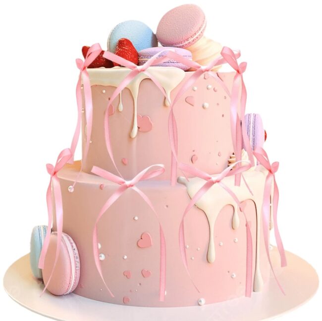 Ozdoba dekoracja na tort różowa Kokardka Kokardki 10 sztuk Urodziny KK8