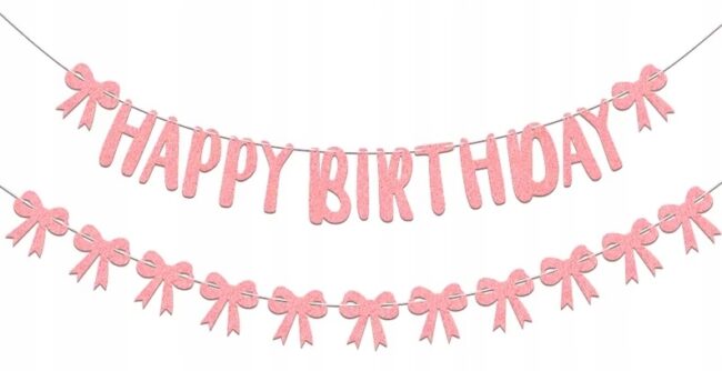 Baner Happy Birthday w Kokardki