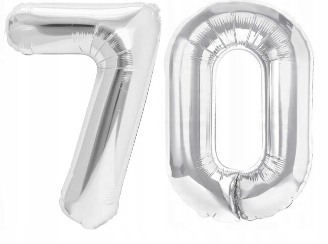 Balony Cyferki Srebrne 70 urodziny 100 cm