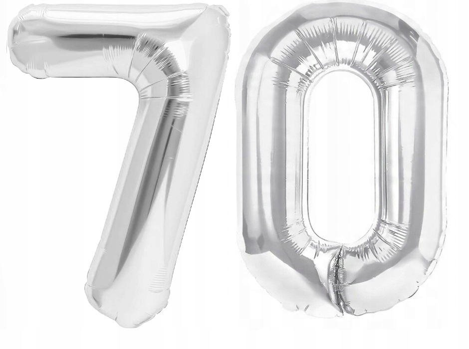 Balony Cyferki Srebrne 70 urodziny 100 cm