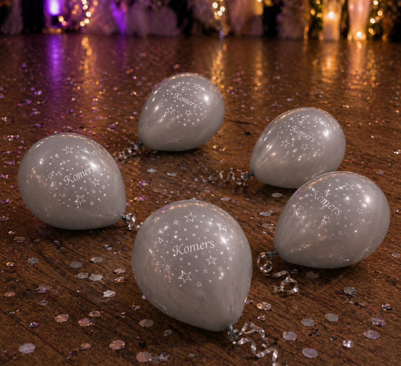 Balony na KOMERS niebieskie i srebrne 11 sztuk mix lateksowe Dekoracje Bal - obrazek 5
