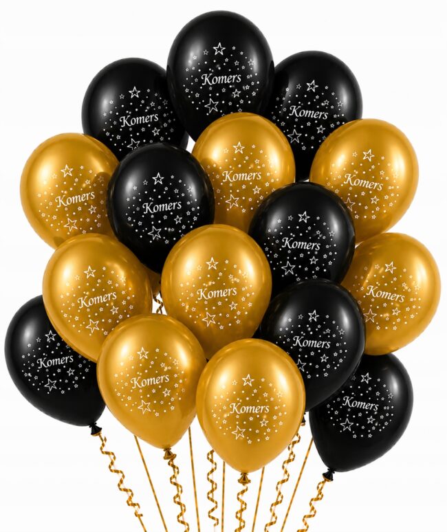 Balony na Komers czarne złote