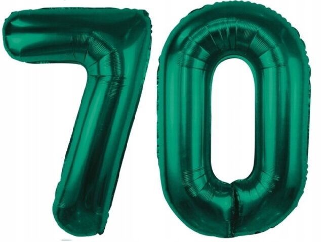 Balony na 70 Urodziny Foliowe CYFRY Butelkowa Zieleń Zielony 70 cm