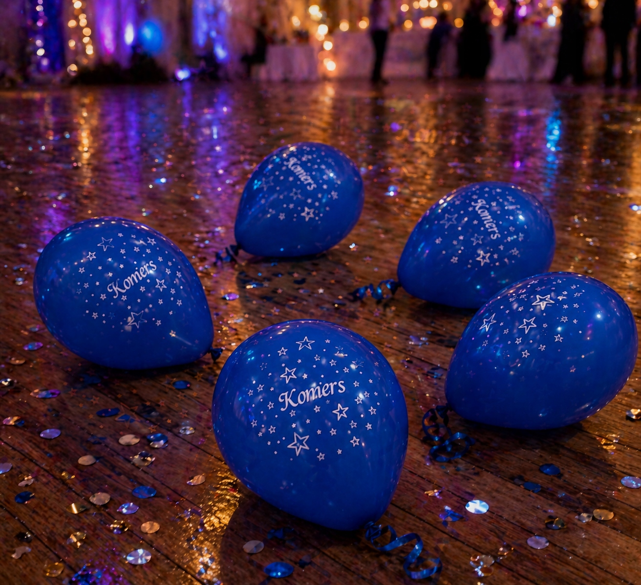 Balony na KOMERS niebieskie i srebrne 11 sztuk mix lateksowe Dekoracje Bal - obrazek 4