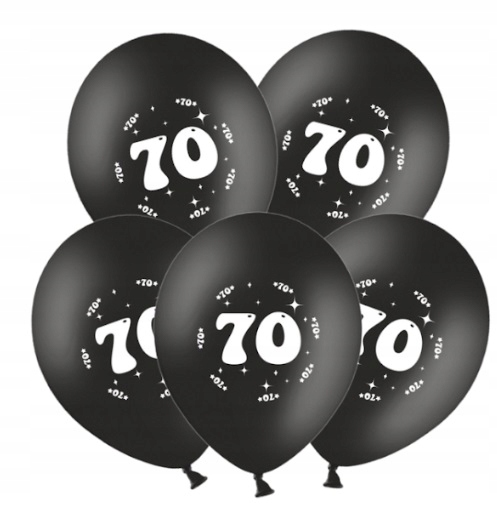 Balony lateksowe na 70 urodziny CZARNE 5 sztuk