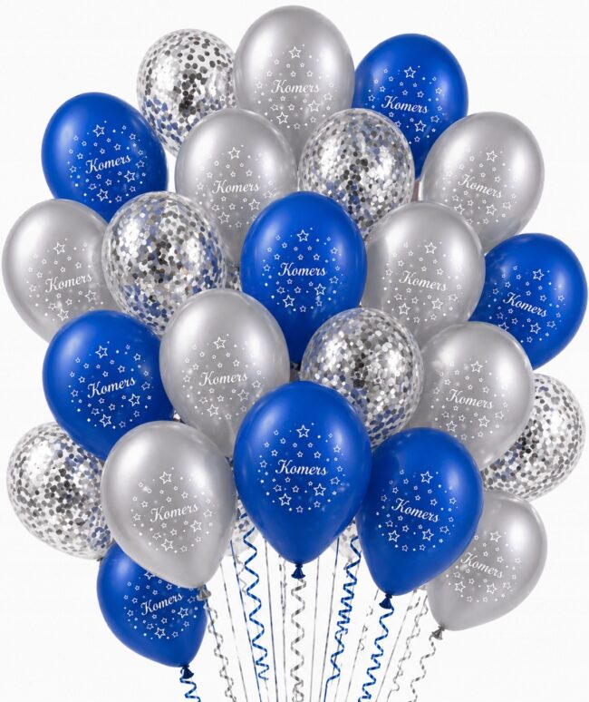 Balony na Komers srebrne niebieskie