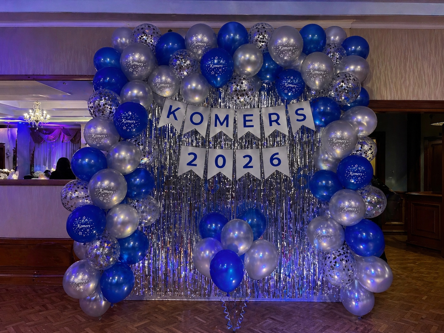 Balony na KOMERS niebieskie i srebrne 11 sztuk mix lateksowe Dekoracje Bal - obrazek 6