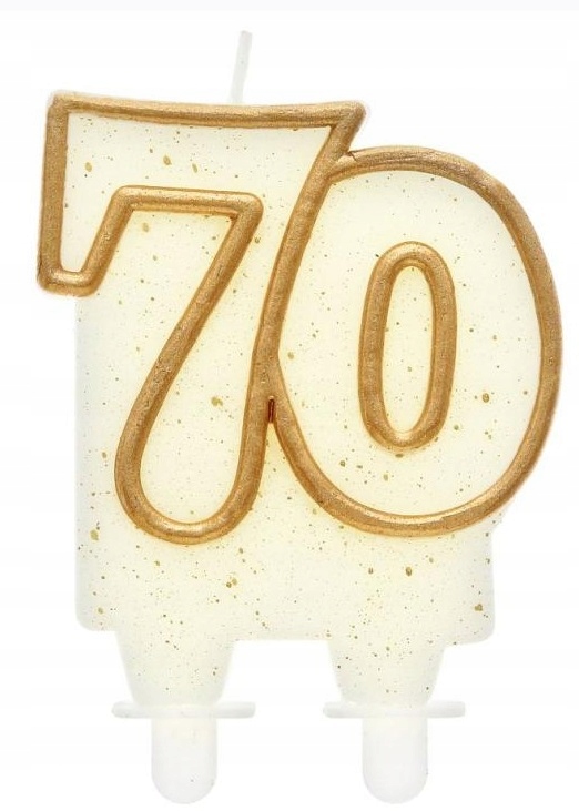 Świeczka 70 na tort złota złoty kontur urodzinowa 70 Urodziny Rocznica