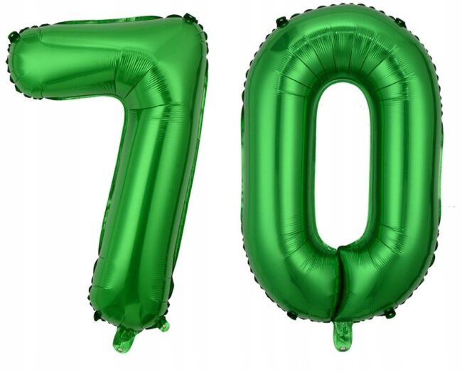Balony foliowe cyferki zielone 70