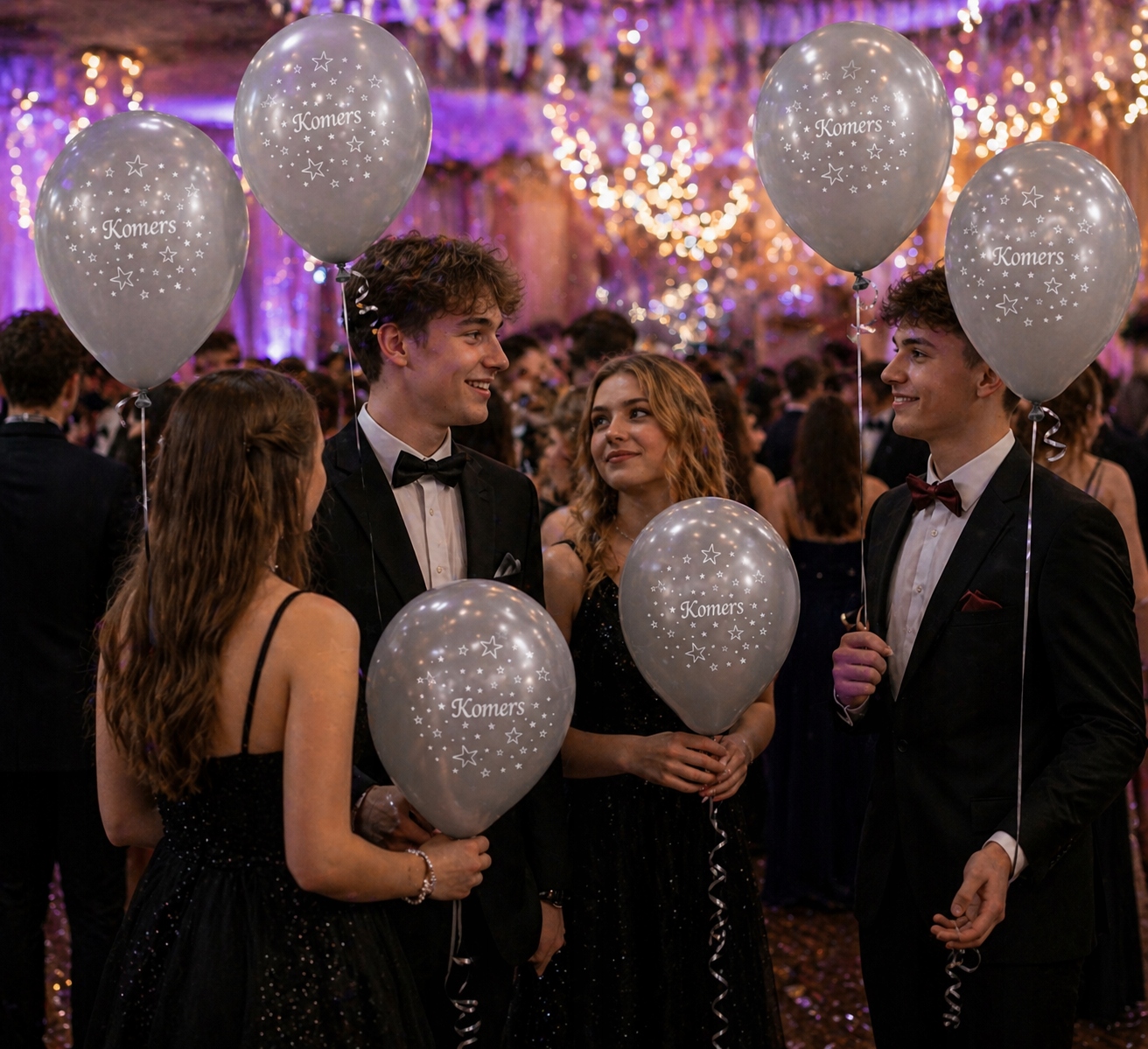 Balony na KOMERS niebieskie i srebrne 11 sztuk mix lateksowe Dekoracje Bal - obrazek 2