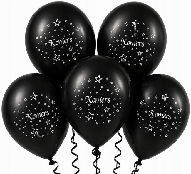 Balony czarne na KOMERS 5 sztuk