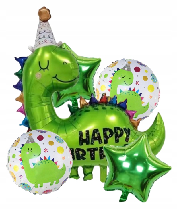 Zestaw Dekoracje Balony foliowe Balon Dinozaur mix 5 sztuk Urodziny